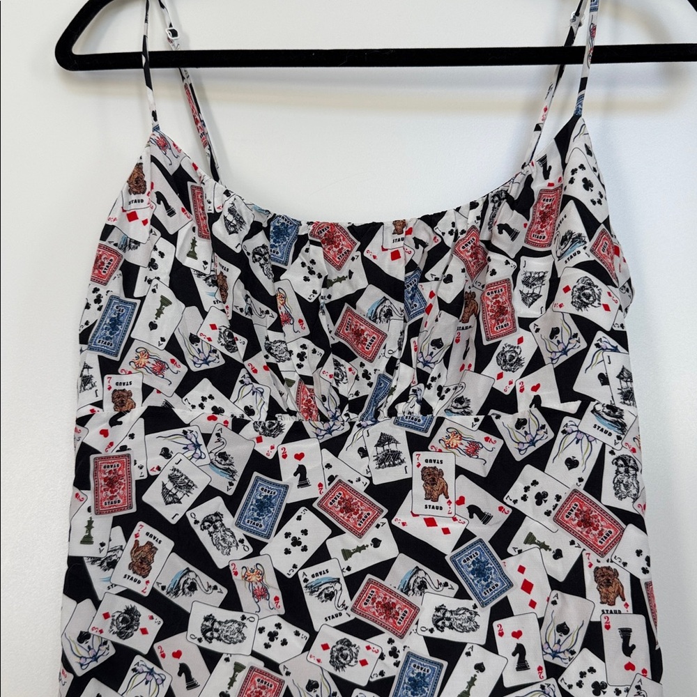 Staud Playing Card Print Spaghetti Strap Dress - Picture 2 of 5